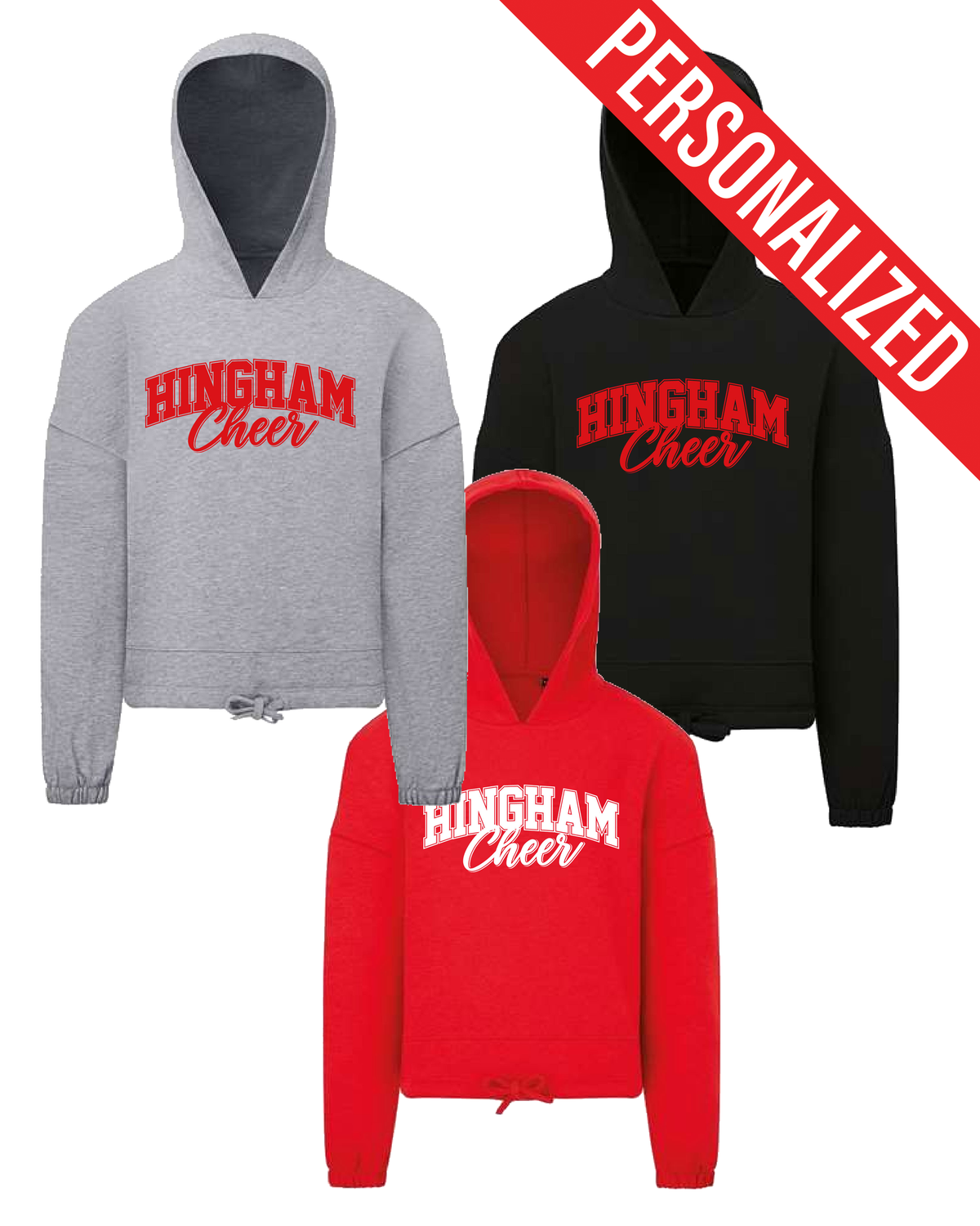 Cheer Glitter Logo Cropped Hooded sweatshirt (Personalized)